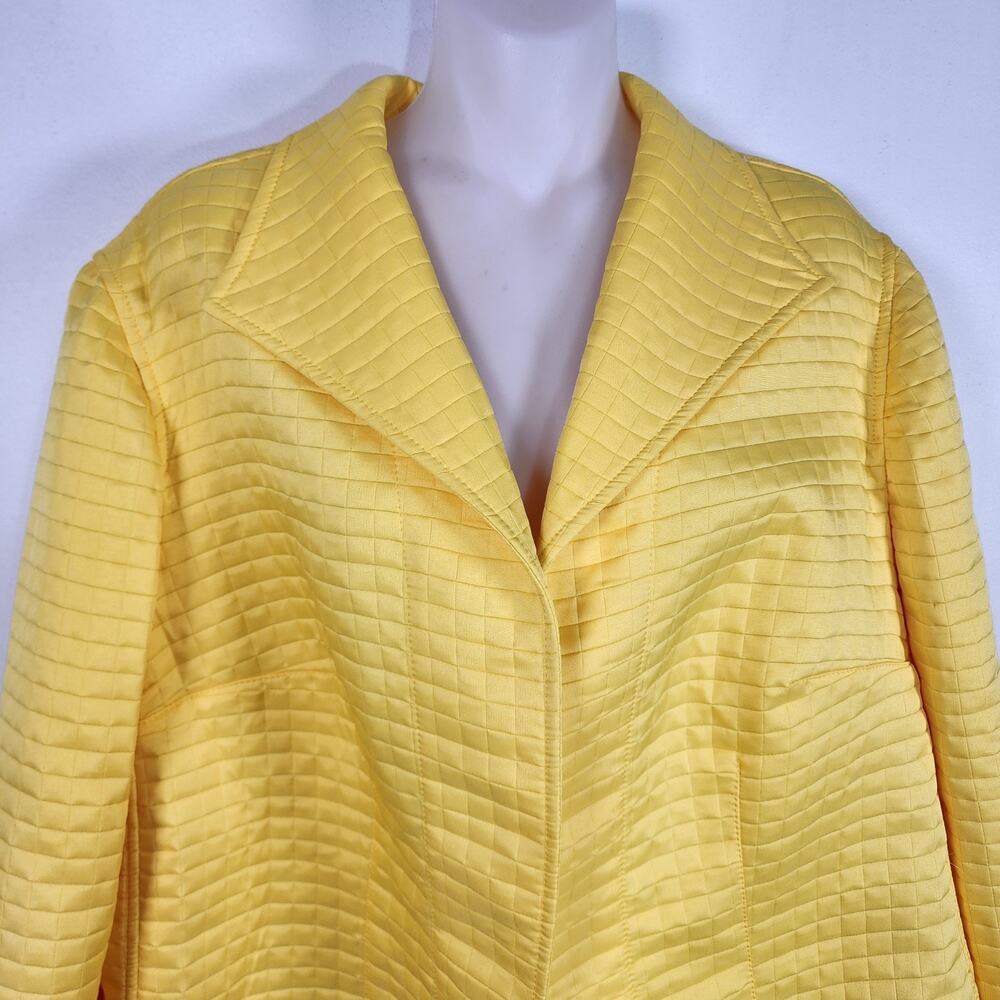 Harve Benard Womens Quilted Blazer 18W Yellow Cuffed Open Front Business Office - Picture 3 of 8